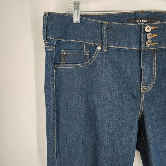Torrid Skinny Cropped Jeggings 20 Dark Wash Cotton Stretch Denim Faux Pockets - Picture 3 of 10